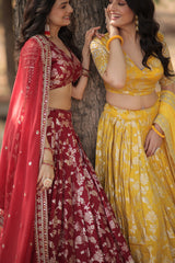 Designer Dyeable Viscose Jacquard Lehenga Choli Set with Sequins Embroidery & Russian Silk Dupatta