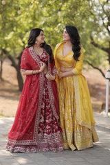 Designer Dyeable Viscose Jacquard Lehenga Choli Set with Sequins Embroidery & Russian Silk Dupatta