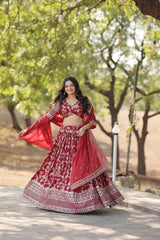 Designer Dyeable Viscose Jacquard Lehenga Choli Set with Sequins Embroidery & Russian Silk Dupatta