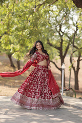 Designer Dyeable Viscose Jacquard Lehenga Choli Set with Sequins Embroidery & Russian Silk Dupatta