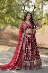 Designer Dyeable Viscose Jacquard Lehenga Choli Set with Sequins Embroidery & Russian Silk Dupatta