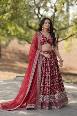 Designer Dyeable Viscose Jacquard Lehenga Choli Set with Sequins Embroidery & Russian Silk Dupatta