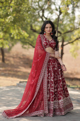 Designer Dyeable Viscose Jacquard Lehenga Choli Set with Sequins Embroidery & Russian Silk Dupatta