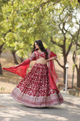 Designer Dyeable Viscose Jacquard Lehenga Choli Set with Sequins Embroidery & Russian Silk Dupatta