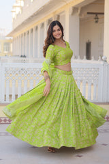 Designer Dyeable Pure Viscose Jacquard fabric Lehenga Choli & Dupatta Set