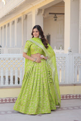 Designer Dyeable Pure Viscose Jacquard fabric Lehenga Choli & Dupatta Set