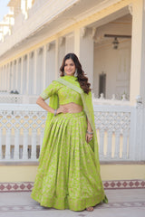 Designer Dyeable Pure Viscose Jacquard fabric Lehenga Choli & Dupatta Set