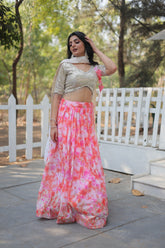 Elegant Wine Georgette Lehenga Set with Rich Sequin & Thread Embroidery