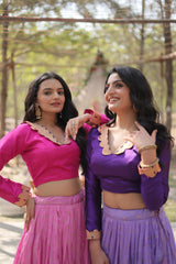 Luxury Embroidered Lehenga Set in Georgette with Sequin Detailing & Dupatta