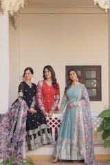 Graceful Faux Georgette Suit with Embroidery Zari & Sequins Work – Partywear Ethnic Outfit