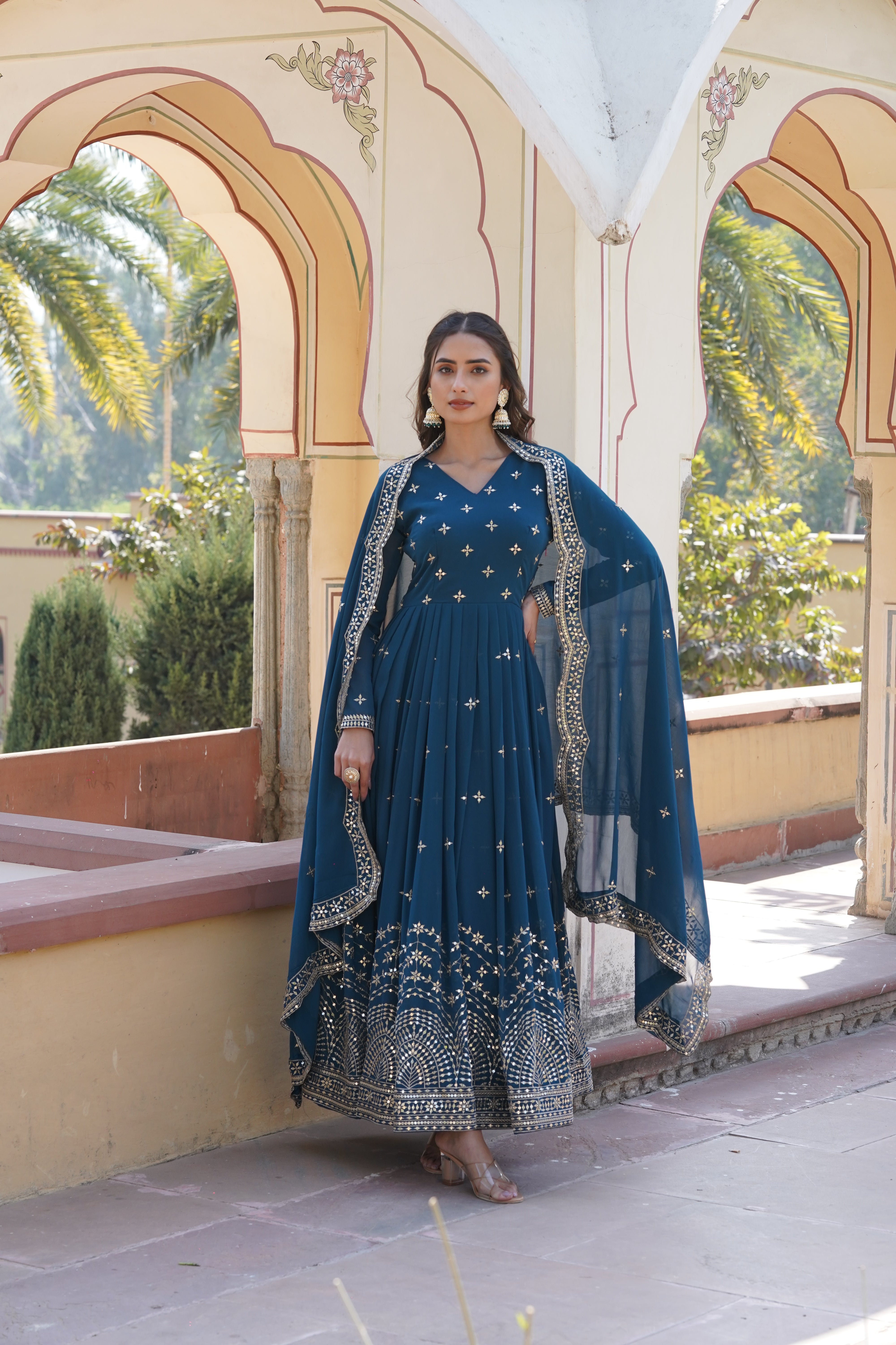 Designer Faux Blooming Outfit with Heavy Zari & Sequins Embroidery – Perfect for Wedding & Partywear