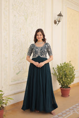 Designer Gown is luxury clothing Considered to be high quality Made by Zari-Thread & Sequins Embroidery.