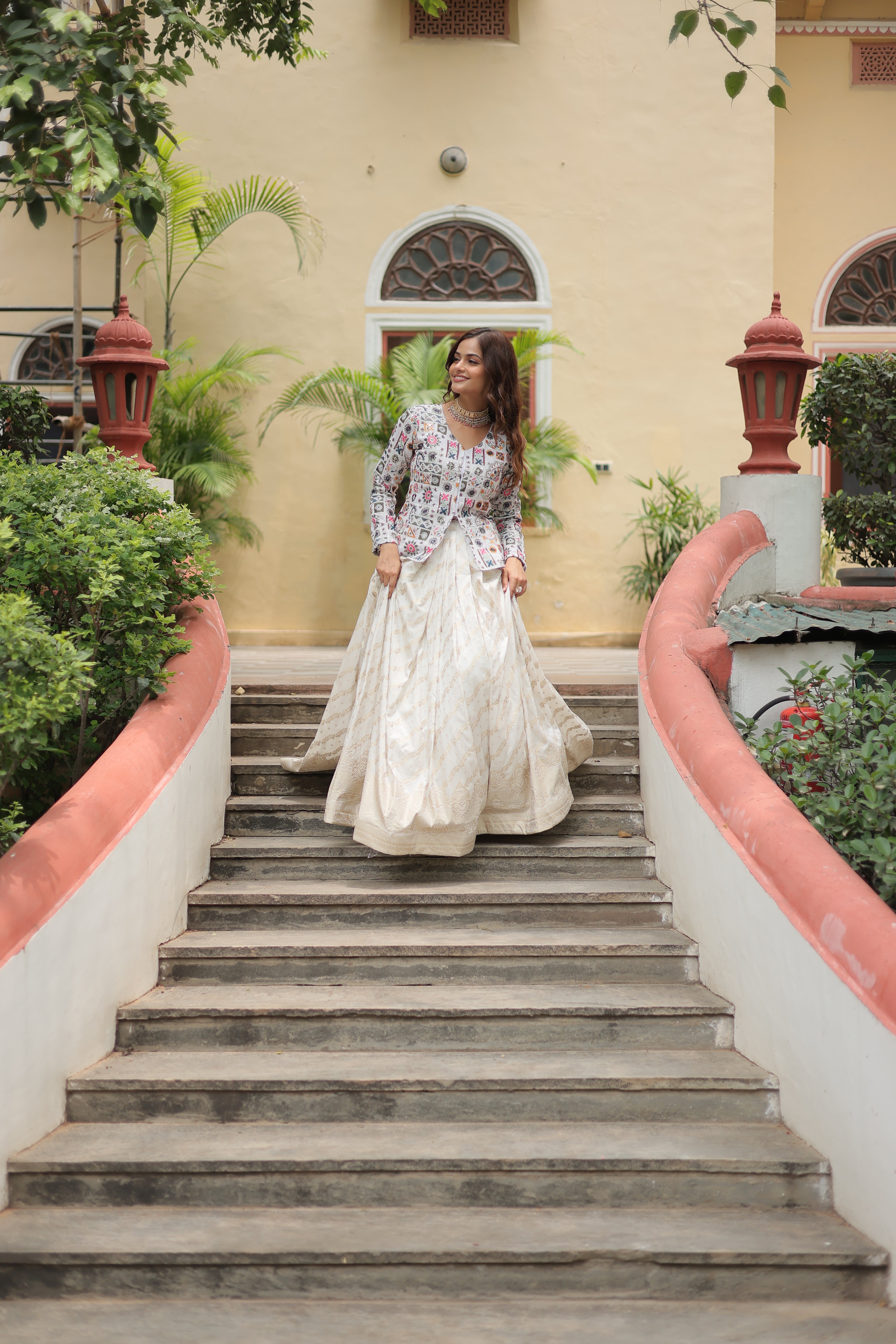 Fully Flared Georgette Lehenga with Rich Embroidery, Blouse & Dupatta Set