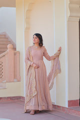 🤳🏻 PREMIUM READYMADE GOWN-DUPATTA COLLECTIONS 2025 💃🏻  💗 Fendy Chiffon gown with Sequins-Multi Embroidered Work Dupatta, it Designed to flatter all body types, gowns for women combine the best parts of western and Indian wear into one stunning ensemble. 💝