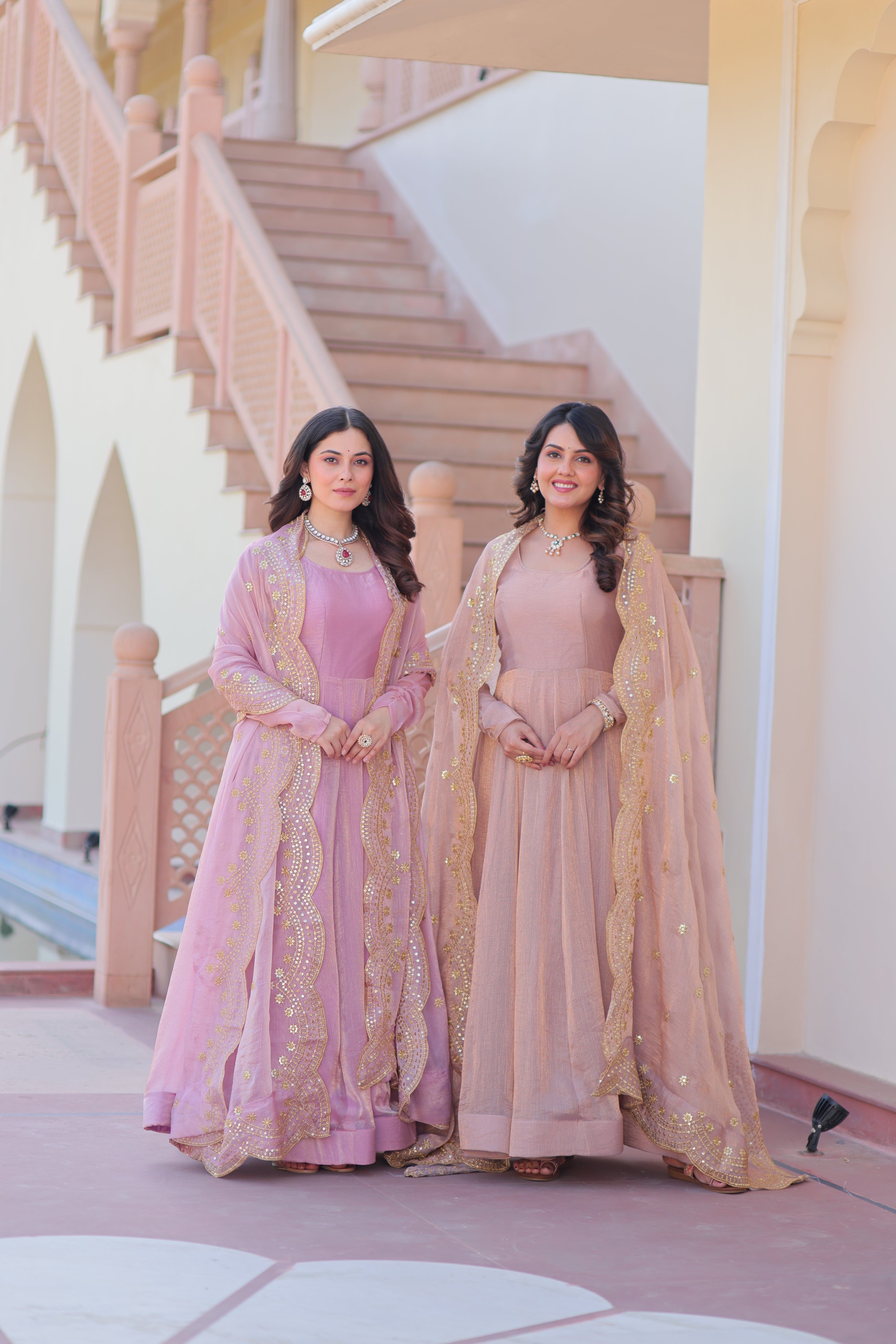 🤳🏻 PREMIUM READYMADE GOWN-DUPATTA COLLECTIONS 2025 💃🏻  💗 Fendy Chiffon gown with Sequins-Multi Embroidered Work Dupatta, it Designed to flatter all body types, gowns for women combine the best parts of western and Indian wear into one stunning ensemble. 💝